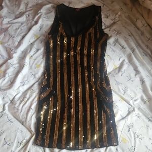 Bebe Black and Gold Mini Dress